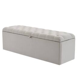 BTM Linen upholstered Storage Bench Seat 135cm in Grey - thumbnail 5