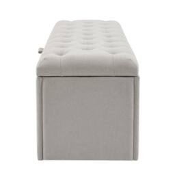 BTM Linen upholstered Storage Bench Seat 135cm in Grey - thumbnail 9