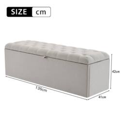 BTM Linen upholstered Storage Bench Seat 135cm in Grey - thumbnail 2