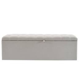 BTM Linen upholstered Storage Bench Seat 135cm in Grey - thumbnail 7
