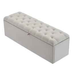 BTM Linen upholstered Storage Bench Seat 135cm in Grey - thumbnail 3