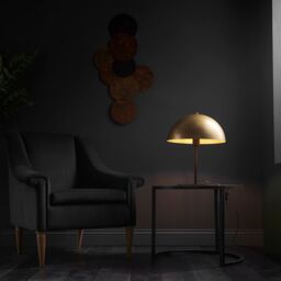 Loops 2 PACK Dark Bronze Table Lamp - Gold Painted Metal Dome Shade - Side Table Light - thumbnail 5