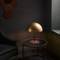 Loops 2 PACK Dark Bronze Table Lamp - Gold Painted Metal Dome Shade - Side Table Light - thumbnail 4
