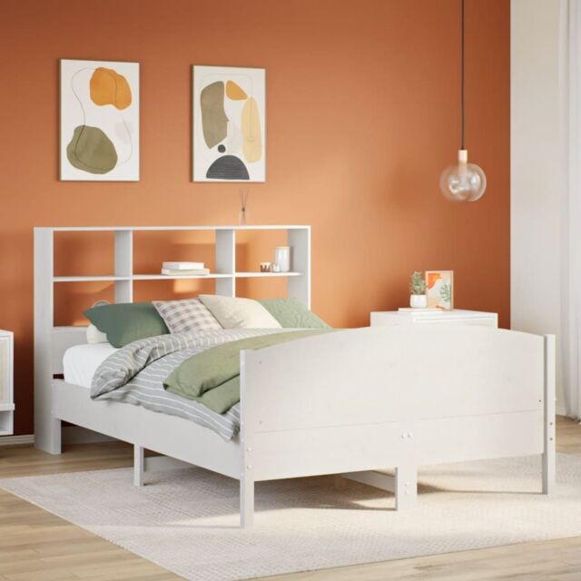 Berkfield Home Bookcase Bed without Mattress White 160x200cm Solid Wood Pine - Size: 160x200 cm - image 1