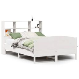 Berkfield Home Bookcase Bed without Mattress White 160x200cm Solid Wood Pine - Size: 160x200 cm - thumbnail 2