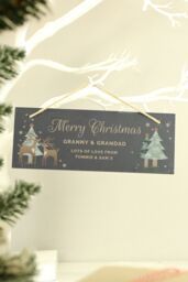 Personalised Memento Company Personalised Christmas Reindeer Hanging Slate Plaque in Black - thumbnail 3