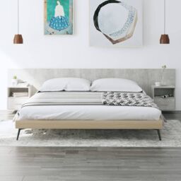 Berkfield Home Bed Headboard with Cabinets Concrete Grey Engineered Wood
