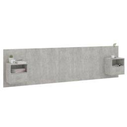 Berkfield Home Bed Headboard with Cabinets Concrete Grey Engineered Wood - thumbnail 3