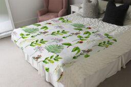 Benjamin Tate Design Selection Of Leaves & Flowers Blanket in Natural - Size: 120 cm x 150 cm - thumbnail 3