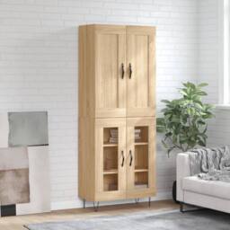 Berkfield Home Highboard Sonoma Oak 69.5x34x180 cm Engineered Wood in Light Brown - thumbnail 2