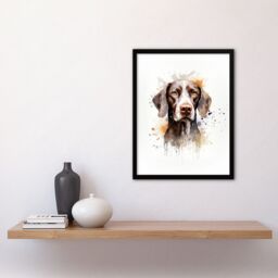 "Artery8 Wall Art Print Shorthaired German Pointer Lovers Gift Watercolour Pet Portrait Painting Artwork Art Framed - Size: W12"" x H16""" - thumbnail 4