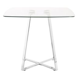 Orsina Modern Square Gold Finish Dining Table, Sturdy Table For Entertaining Guests, Minimalist Open Base Table in Silver - thumbnail 6
