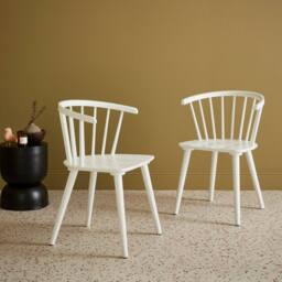 sweeek Pair Of Chairs In Walnut Wood & Plywood in White