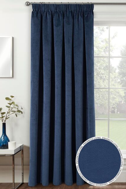 Enhanced Living 100% Blackout Luxury Supersoft Velvet Thermal Tape Top Door Curtain Panel in Blue - Size: 168 cm width x 214 cm drop - image 1