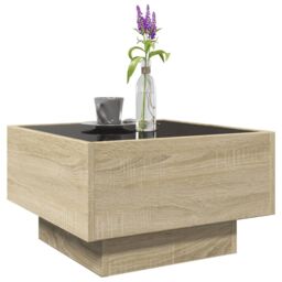 Berkfield Home Coffee Table with LED Sonoma Oak 50x50x30 cm Engineered Wood in Brown - Size: 50 x 50 x 30 cm - thumbnail 5