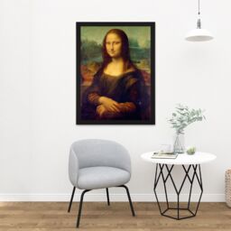 "Artery8 Wall Art Print Da Vinci Mona Lisa Large Framed Wall Décor Art in White - Size: W18"" x H24""" - thumbnail 2