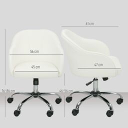 HOMCOM Vanity Chair for Desk, with Height Adjustable, Wheels, Cream - thumbnail 3