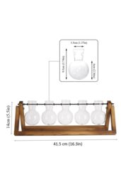 Living and Home Bulb Shape Hydroponic Glass Vase with Wooden Stand in Clear - thumbnail 2