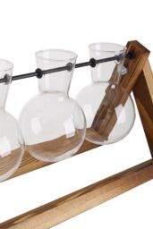 Living and Home Bulb Shape Hydroponic Glass Vase with Wooden Stand in Clear - thumbnail 4