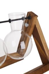 Living and Home Bulb Shape Hydroponic Glass Vase with Wooden Stand in Clear - thumbnail 6