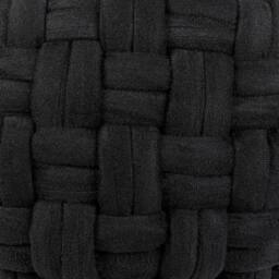 Wyld and Coco Velvet Pouffe Black Basket Weave 45 x 35 cm - thumbnail 5