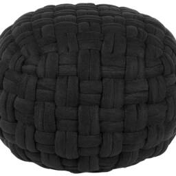 Wyld and Coco Velvet Pouffe Black Basket Weave 45 x 35 cm - thumbnail 2