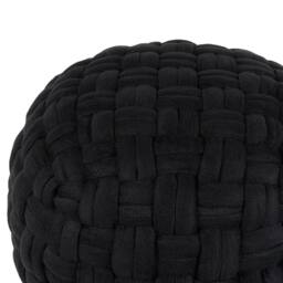 Wyld and Coco Velvet Pouffe Black Basket Weave 45 x 35 cm - thumbnail 3