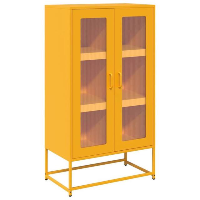 Berkfield Home Highboard Mustard Yellow 68x39x123 cm Steel - Size: 68 x 39 x 123 cm - image 1