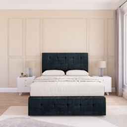 "Sloomy Cambridge Divan Bed Base No Drawers 12"" Footboard & 54"" Floor Standing Headboard in Black - Size: Small Double" - thumbnail 2