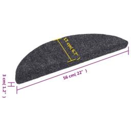 Berkfield Home 15pcs Self-adhesive Stair Mats Needle Punch 56x17x3cm Dark Grey - Size: Medium - thumbnail 8