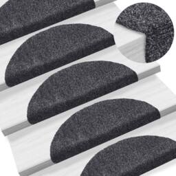 Berkfield Home 15pcs Self-adhesive Stair Mats Needle Punch 56x17x3cm Dark Grey - Size: Medium - thumbnail 1