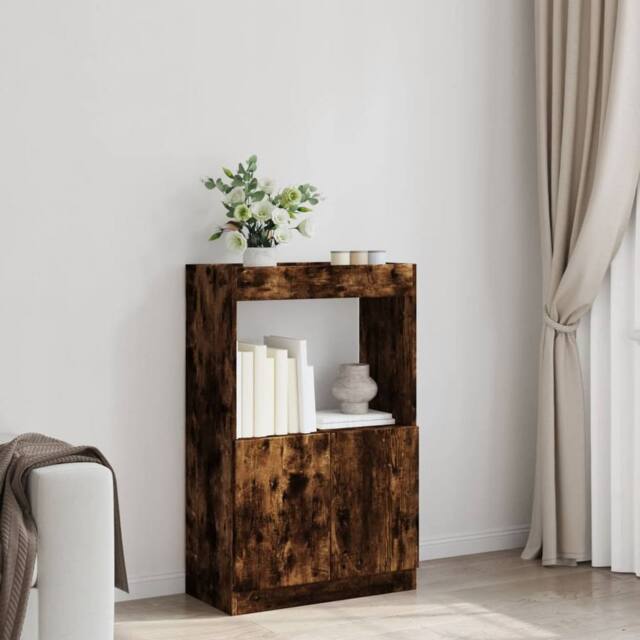 Berkfield Home Highboard Smoked Oak 63x33x100 cm Engineered Wood in Brown - Size: 63 x 33 x 100 cm - image 1