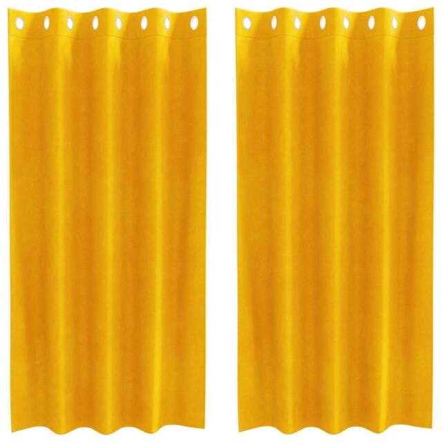 Berkfield Home Blackout Curtains with Eyelets 2 pcs Mustard Yellow Velvet - image 1