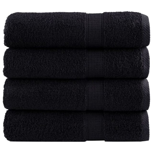 Berkfield Home Premium Bath Towels SOLUND 4 pcs 100x150 cm 600 gsm in Black - image 1
