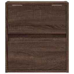 Berkfield Home Wall-mounted Bedside Cabinet with LED Lights Brown Oak - thumbnail 6