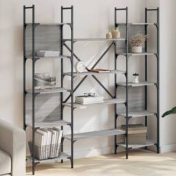 Berkfield Home Bookshelf Grey Sonoma 155.5x24x166.5 cm Engineered Wood - thumbnail 2