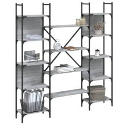 Berkfield Home Bookshelf Grey Sonoma 155.5x24x166.5 cm Engineered Wood - thumbnail 4