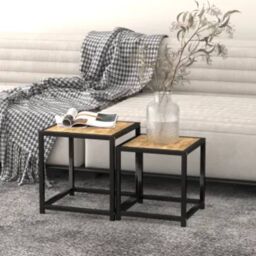 Berkfield Home Tea Tables 2 pcs MDF Black & Yellow in Brown