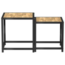 Berkfield Home Tea Tables 2 pcs MDF Black & Yellow in Brown - thumbnail 3