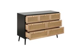 Birlea Croxley Chest of 7 Drawers Rattan Croxley Mid Century Modern in Black - thumbnail 5