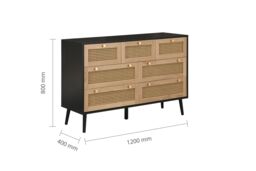 Birlea Croxley Chest of 7 Drawers Rattan Croxley Mid Century Modern in Black - thumbnail 6