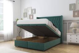 "Comfort Beds Sunrise Plush Ottoman Bed Base-54"" Wingback Headboard in Emerald - Size: Small Double" - thumbnail 2