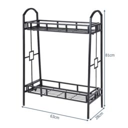 Gymax 2 Tier Metal Plant Stand Indoor Flower Pots Display Rack Shelf-Black in Black - thumbnail 2