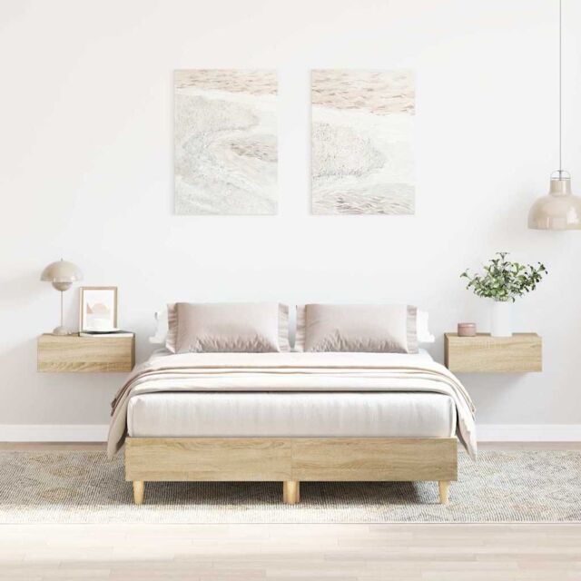 Berkfield Home Bed Frame No Mattress Sonoma Oak 120x200 cm Engineered Wood in Brown - Size: Small Double - image 1