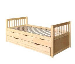 Comfy Living Ltd 3ft Pine Bed With Storage Drawers & Trundle in Natural - Size: Single - thumbnail 2