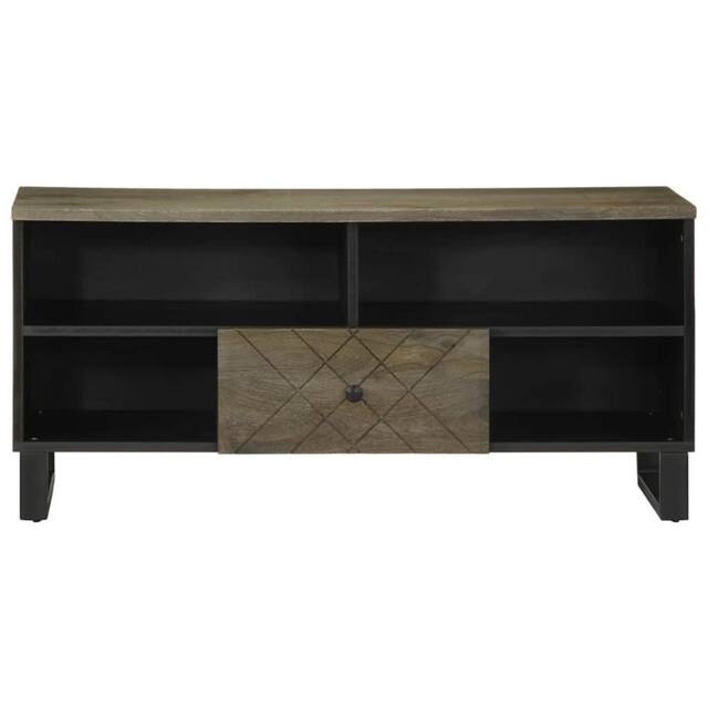 Berkfield Home TV Cabinet Black 100x33x46 cm Solid Wood Mango - Size: 100 x 33 x 46 cm - image 1