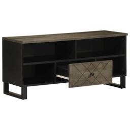 Berkfield Home TV Cabinet Black 100x33x46 cm Solid Wood Mango - Size: 100 x 33 x 46 cm - thumbnail 3