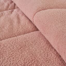 OHS Teddy Fleece 10.5 TOG Coverless Duvet with Pillowcase Bedding Set in Light Pink - Size: King - thumbnail 3