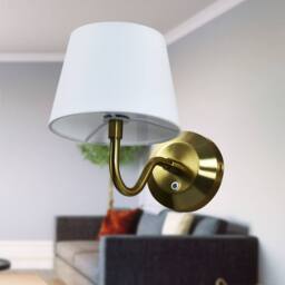 First Choice Lighting Hamilton - Satin Brass Rechargeable Wall Light with White Shade in Gold - thumbnail 5