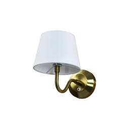 First Choice Lighting Hamilton - Satin Brass Rechargeable Wall Light with White Shade in Gold